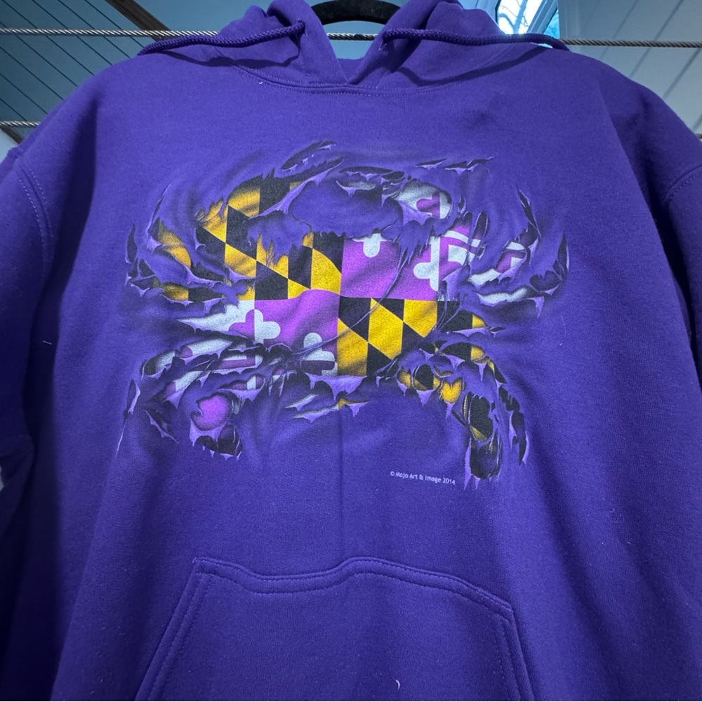 Purple Ravens Hooded Sweatshirt with Maryland Crab Graphic medium - Picture 2 of 6